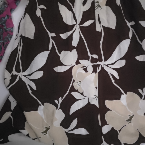 Loft Floral Brown and Cream Dress Small Petite Maxi - Picture 10 of 11